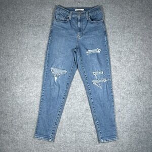 Levis Denim Jeans Women's Size 25(26x28)Light Blue Ripped High Waisted Mom Jeans